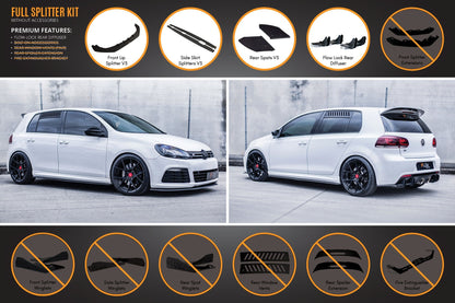 Flow Designs MK6 Golf R Full Lip Splitter Set WITHOUT Accessories