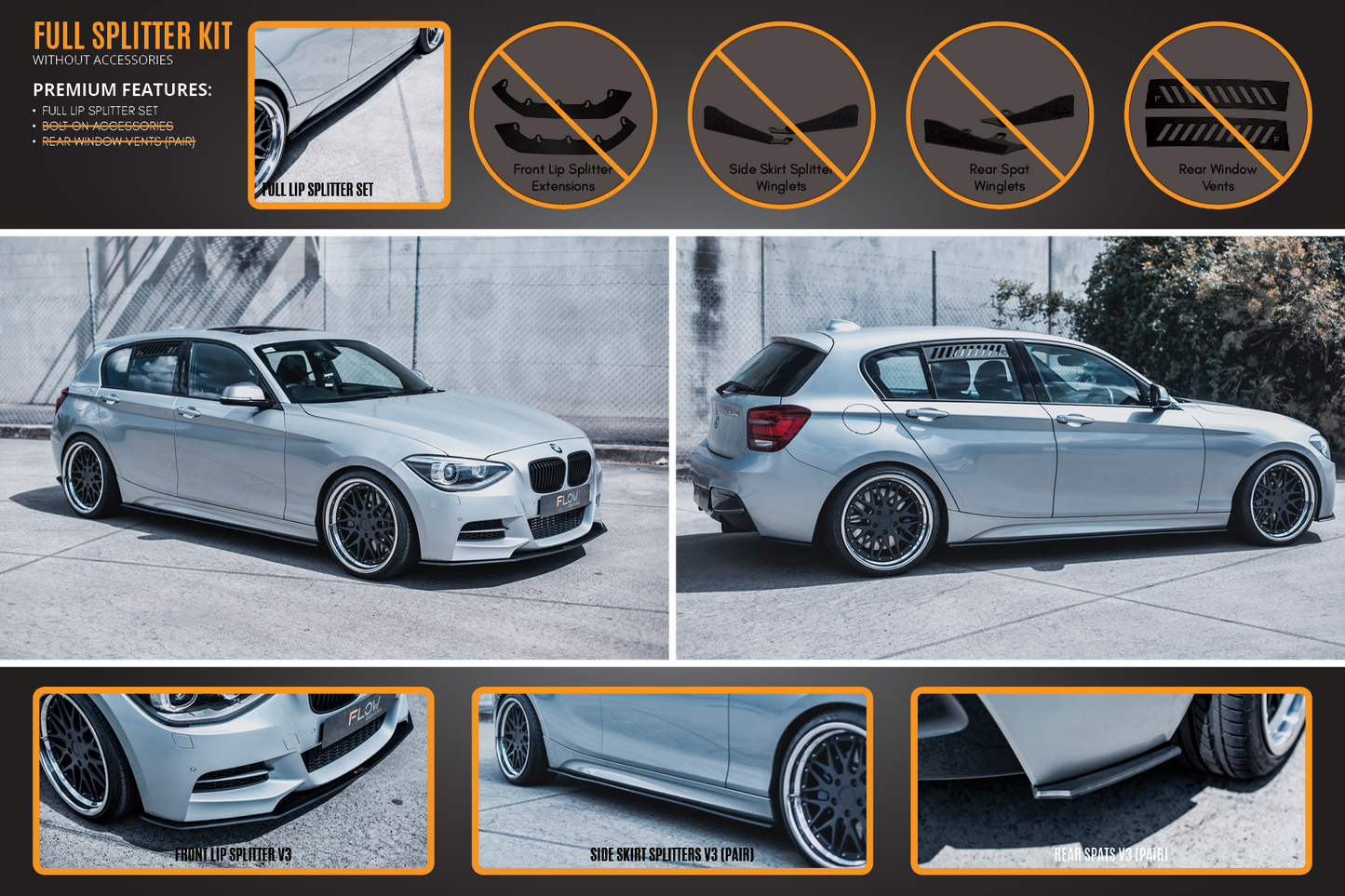 Flow Designs F20 Pre LCI M135 Full Lip Splitter Set