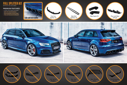 Flow Designs RS3 8V Sportback (Pre-Facelift) Full Lip Splitter Set
