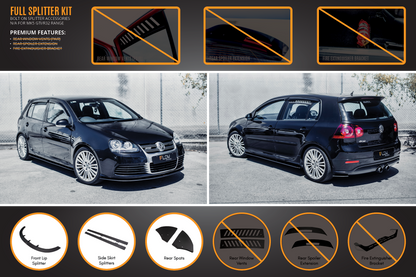 Flow Designs MK5 Golf R32 Full Lip Splitter Set