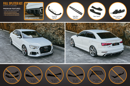 Flow Designs RS3 8V Sedan Facelift Full Lip Splitter Set