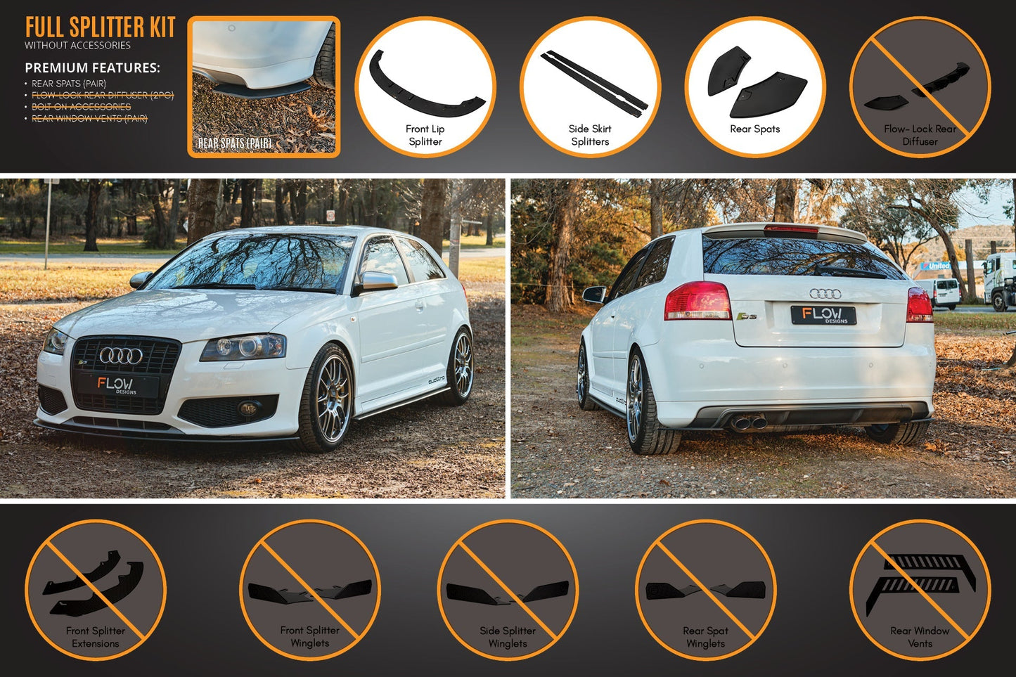 Flow Designs S3 8P Hatch (PFL) Full Lip Splitter Set
