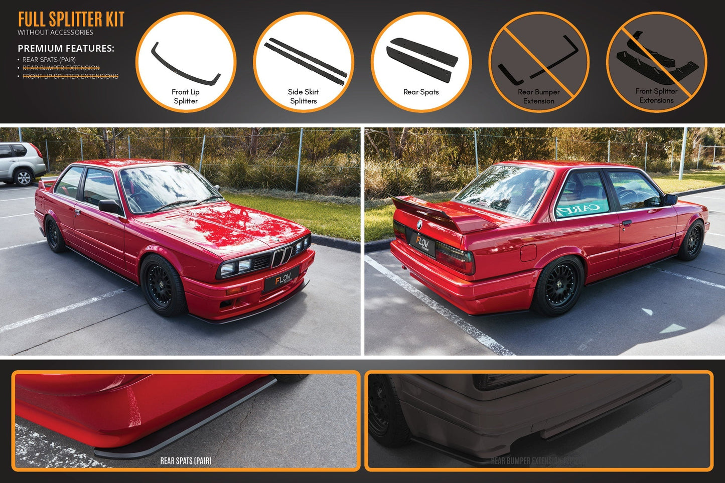 Flow Designs E30 M-Tech 2 Full Lip Splitter Set