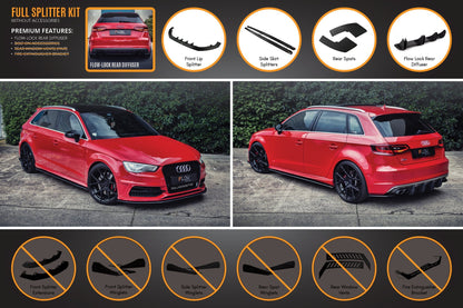 Flow Designs S3 8V Pre-Facelift Sportback Full Lip Splitter Set