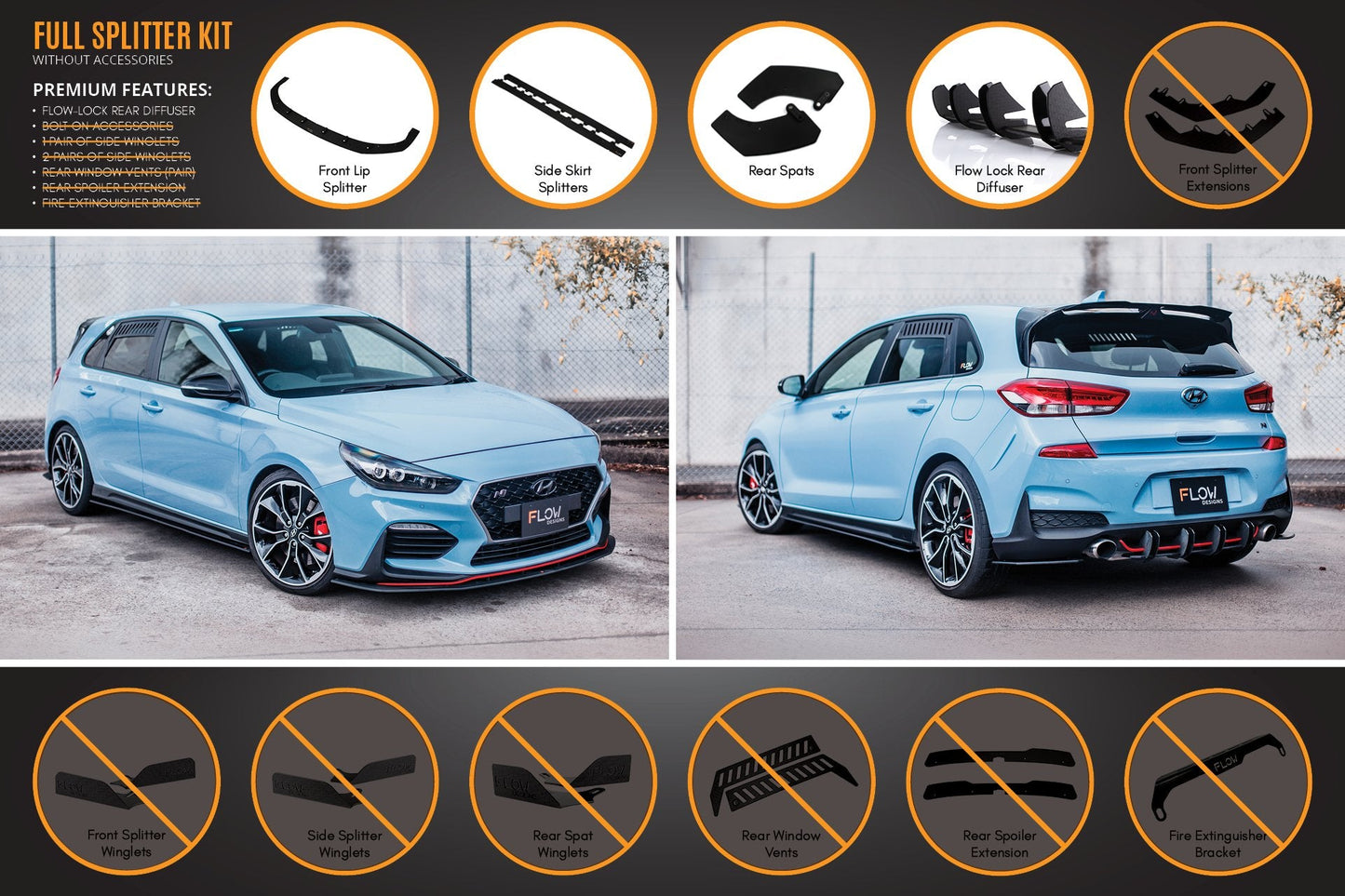 Flow Designs i30N Hatch PD (2018-2020) Full Lip Splitter Set