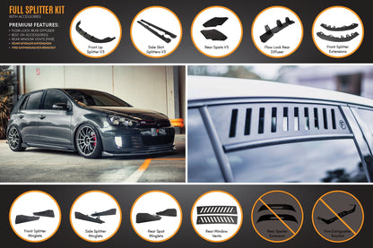 Flow Designs MK6 Golf GTI Full Lip Splitter Set