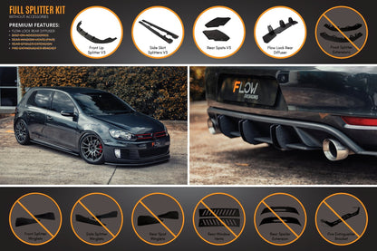 Flow Designs MK6 Golf GTI Full Lip Splitter Set