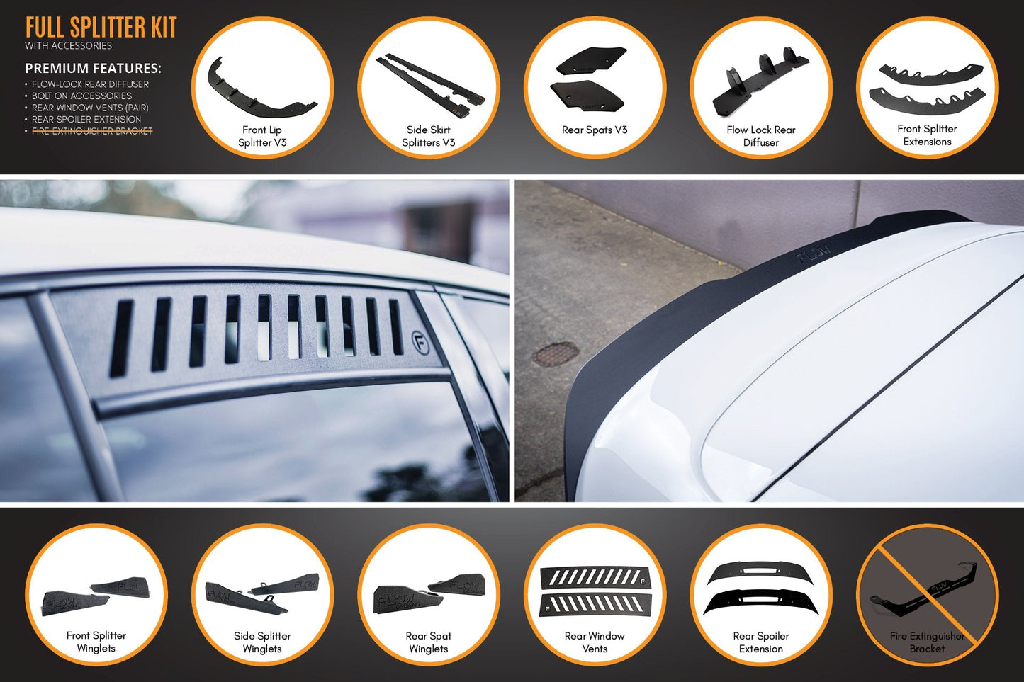 Flow Designs MK6 Golf GTI Full Lip Splitter Set