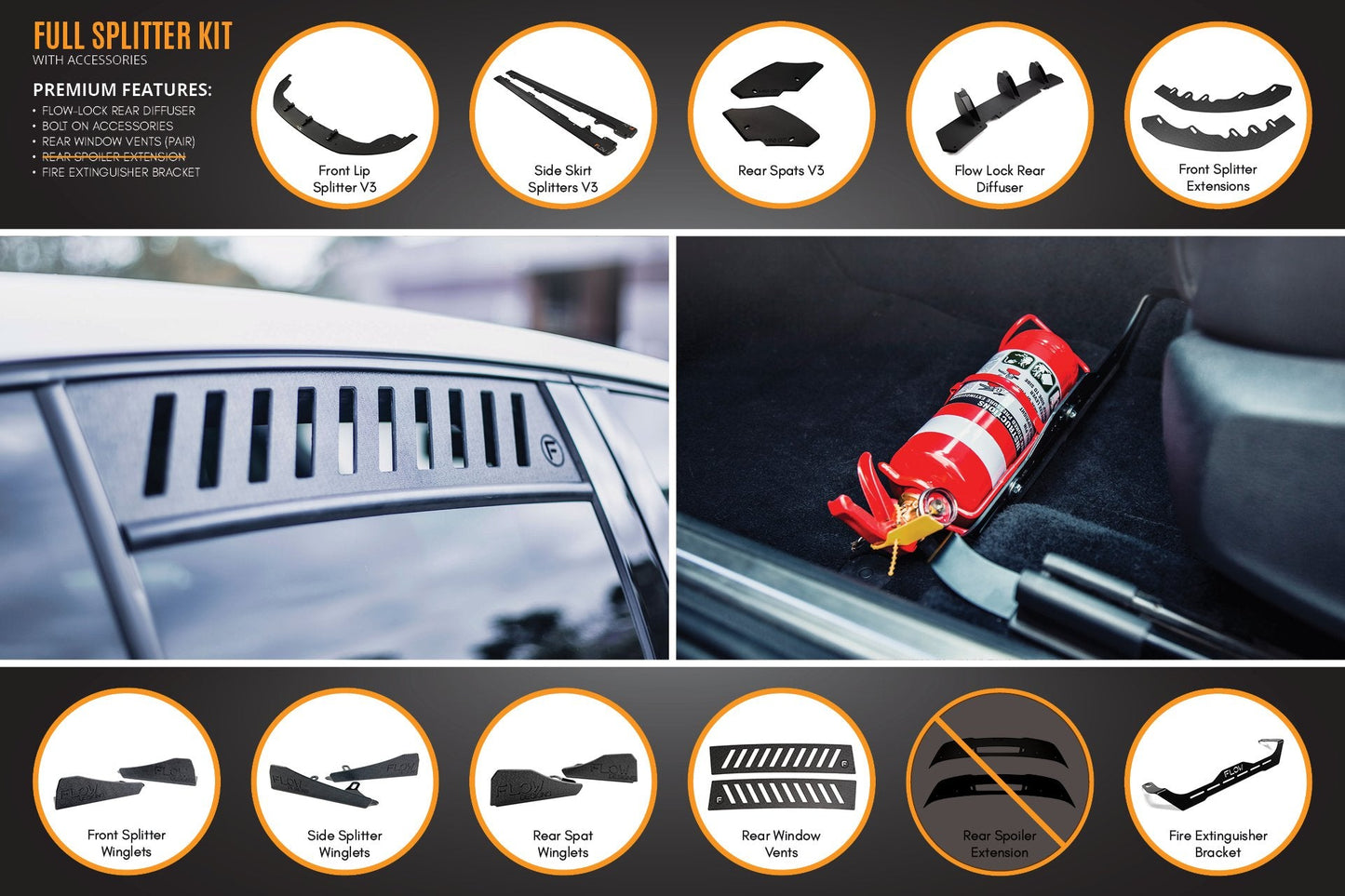 Flow Designs MK6 Golf GTI Full Lip Splitter Set