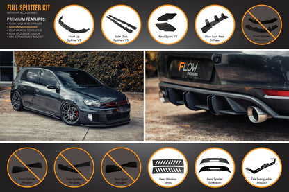 Flow Designs MK6 Golf GTI Full Lip Splitter Set
