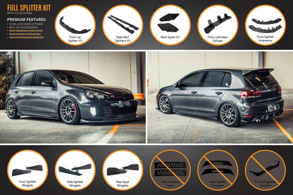 Flow Designs MK6 Golf GTI Full Lip Splitter Set