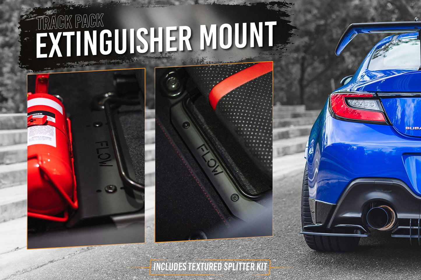 Flow Designs ZD8 BRZ STI Full Lip Splitter Set (TEXTURED BLACK)