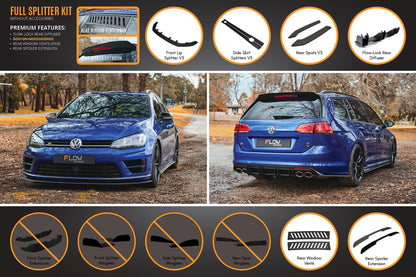 Flow Designs MK7 Golf R Wagon - Full Lip Splitter Set