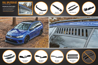 Flow Designs MK7 Golf R Wagon - Full Lip Splitter Set