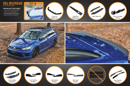Flow Designs MK7 Golf R Wagon - Full Lip Splitter Set