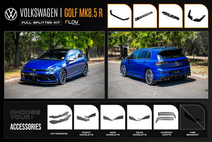 Flow Designs MK8.5 Golf R Full Lip Splitter Set