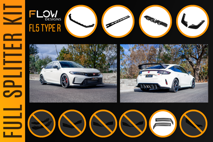 Flow Designs Honda FL5 Civic Type R - Full Lip Splitter Set