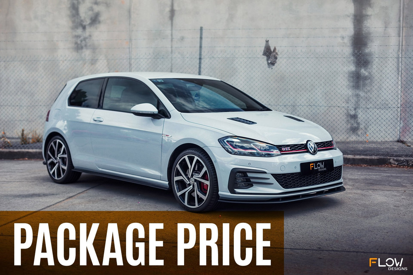 Flow Designs MK7.5 Golf GTI Full Lip Splitter Set with Flow-Lock Rear Diffuser