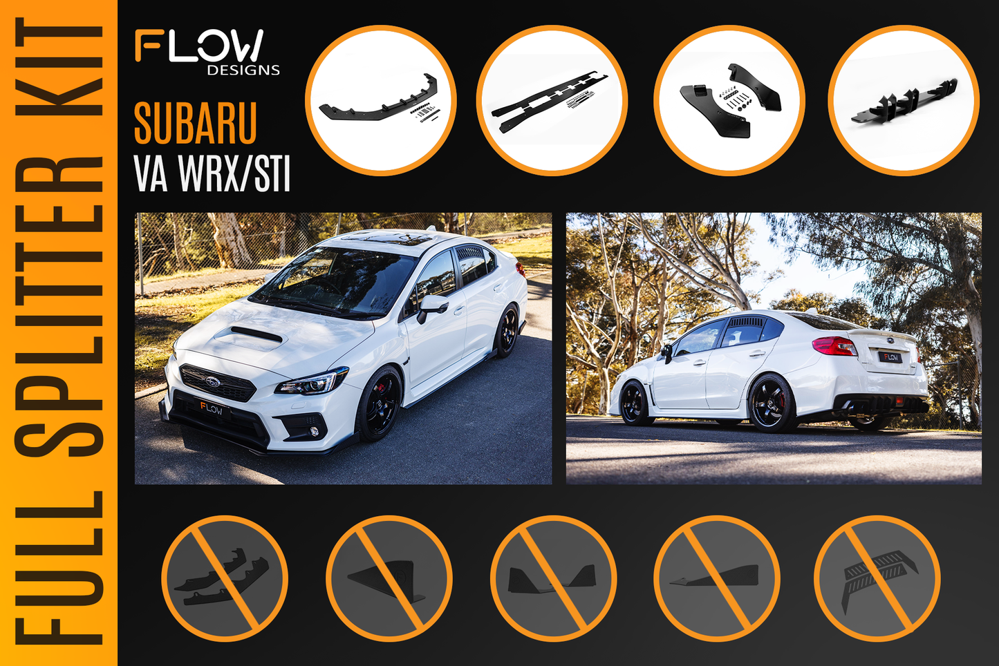 Flow Designs VA WRX/STI Full Lip Splitter Set