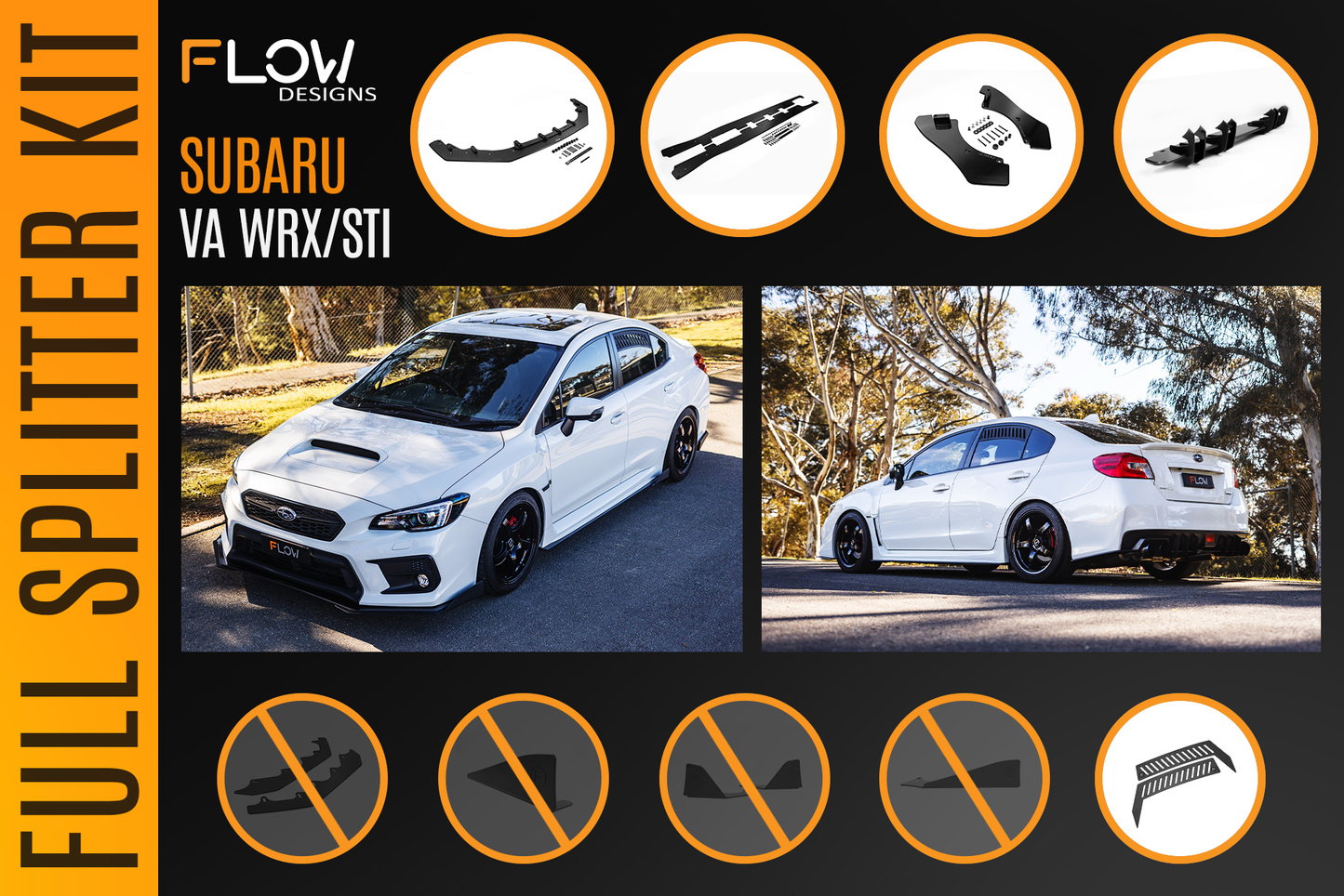 Flow Designs VA WRX/STI Full Lip Splitter Set