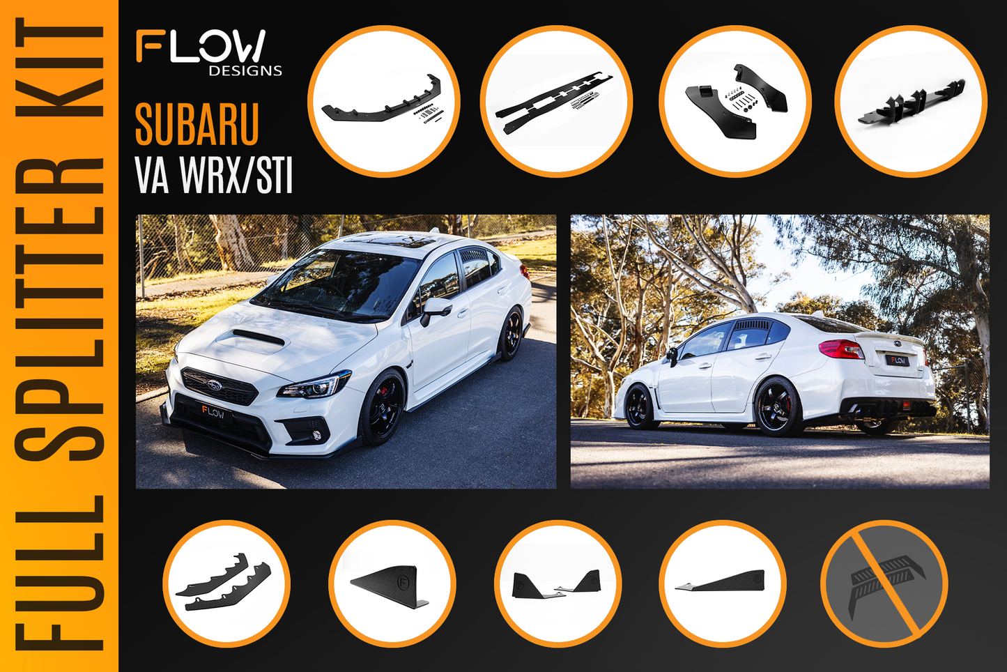 Flow Designs VA WRX/STI Full Lip Splitter Set