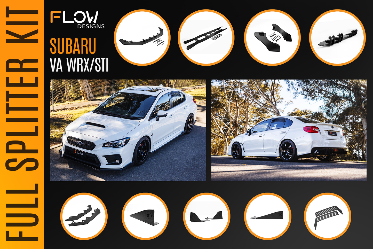 Flow Designs VA WRX/STI Full Lip Splitter Set